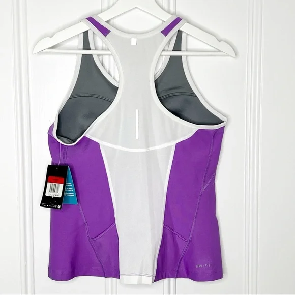 NWT Nike Purple Racerback Tank Top with Built in Bra Size Large Running - Picture 3 of 8